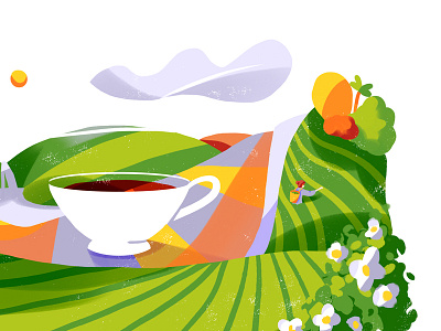 Assam assam brush clouds colorful flowers illustration india photoshop plantation tea