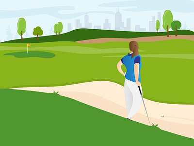 Sand trap character flat golf graphic design illustration illustrator vector woman