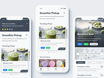 Smooth clean delivery fruits health interface ios iphone x nutrition smoothie ui ux