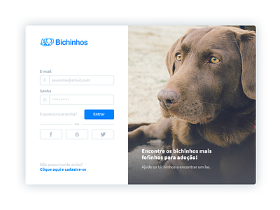 Login Bichinhos login register sign in sign up ui user experience user interface ux