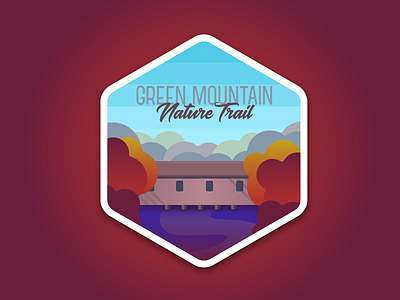 Green Mountain Sticker autum fall illustrator landscape mountains sticker trees vector