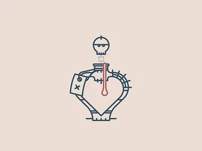 Love / Death Potion, You Decide! blood death fairytale heart illustration love potion skull tag vector