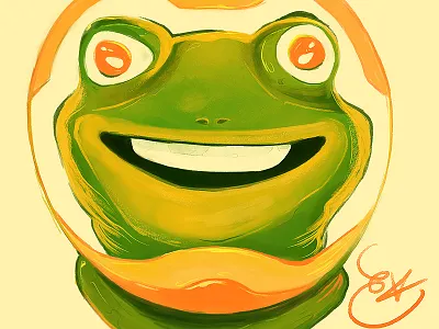 Agent 04 art caricature digitalart frog green nubreedlab portrait smile spacesuit