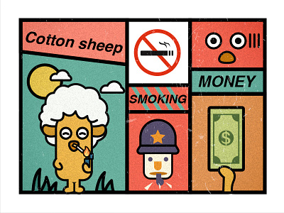 sheep smoking money sheep