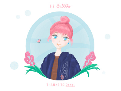 Hello Dribbble debut first shot head portrait sketch thank you