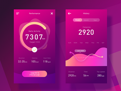 Fitness App app data fitness ios pink sport ui ux