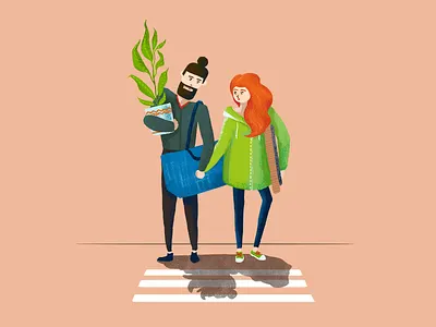 Waiting for life 2 character couple crossing hipster ikea life love moving redhead spring waiting woman