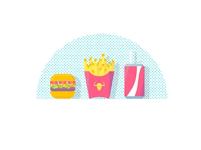 Fast Food Illustration burger cold drink fast food frites hot junk light montpellier sugar tasty