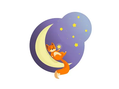 Moon Fox fox moon night star