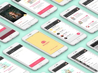 Babysitting App Design app application babysitting list login material mobile prototypes ui user ux