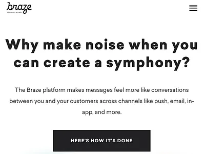 Braze Hero Headline Copy copywriting messaging