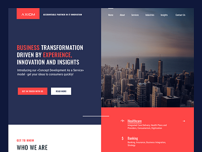Axiom Homepage axiom banner corporate grid home homepage landing menu website