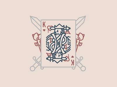 King card heart illustration king rose sword vector