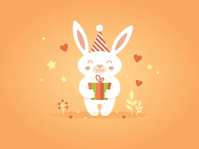 Happy birthday! birthday gift illustration love mascot rabbit sunny