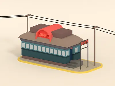 Diner blender diner illustration low poly lowpoly restaurant