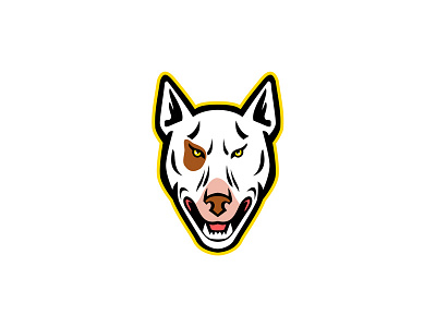 Angry Bull Terrier Mascot aggressive angry bull terrier canine dog front head icon mascot pet retro terrier