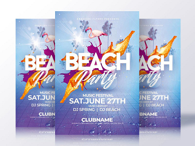 Beach Party Psd Flyer affiche posters beach club creative flyer template graphic design photoshop psd psd flyer summer summer party