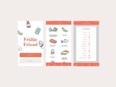 Fridge Friend app illustration ios mobile mockup sketch uiux