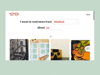 R E D R article desgin feed news searchtool web