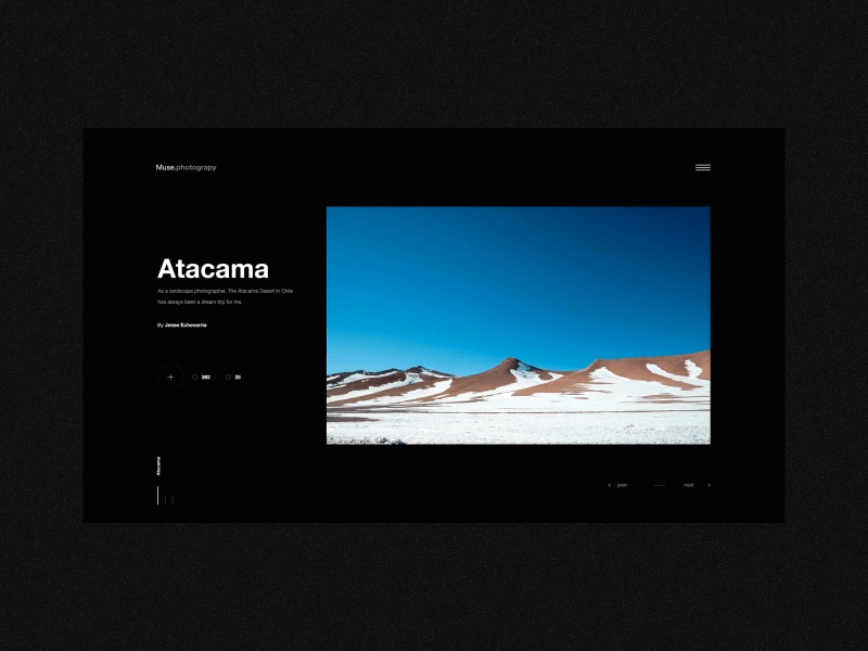 Muse Photography brand design inspiration interaction lookbook minimal motion photo photography portfolio transition ui