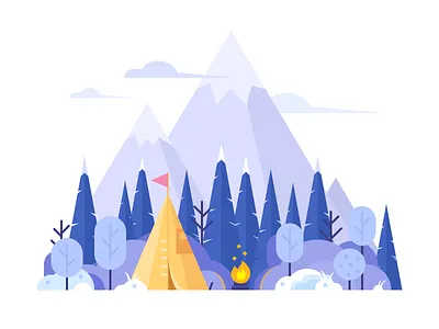 Nature-Winter camping illustration nature ps tent tree ui winter