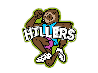 Hillers Team animal design logo polecat run sport symbol team vector