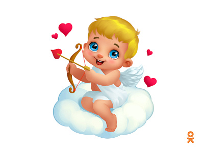 Cupid on the cloud (for ok.ru) angel cloud cupid heart love valentines day