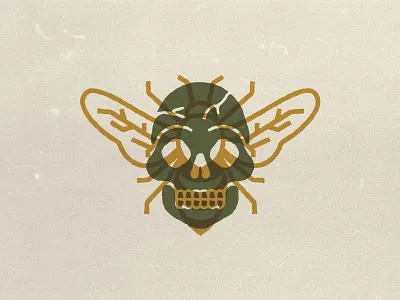 The Bones & The Bees bee icon illustration skull