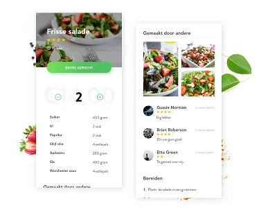 Recipe page food fresh leaf recipe strawberry ui