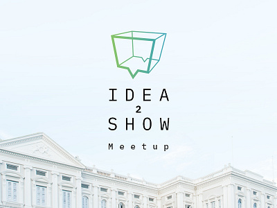 Idea2show box bubble chest conference freelance idea logo meet outline show talk white