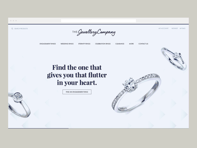 The Jewellery Company digital design jewellery mockup rings ux website design