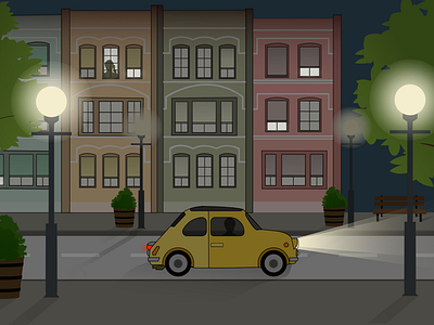 City scene car city night