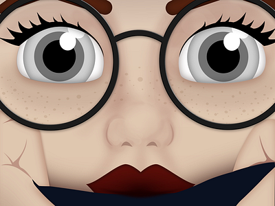 Girl with glasses bored girl glasses vector