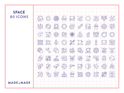 Made By Made | Line Icons – Space aliens icons illustrations infographics line icons sci fi space symbols travel ui ux vector