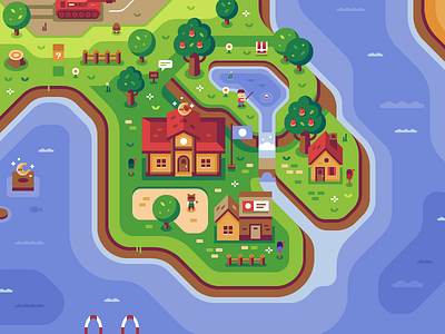 Animal Crossing - Discord Overworld Mural animal crossing discord forest illustration mario nintendo super mario zelda