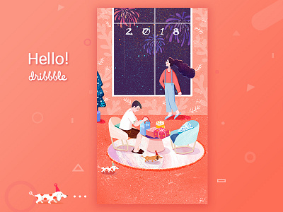 New Shot - 04/09/2018 at 02:55 AM dribbble hello 插画 新年 红色 艺术