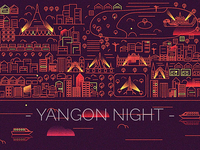 Yangon Night illustration illustrator night
