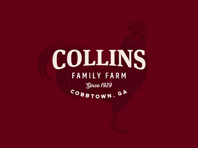 Collins Family Farm, Pt. 1 badge brand identity branding farm lockup logo rooster script thick lines type type pairing typography