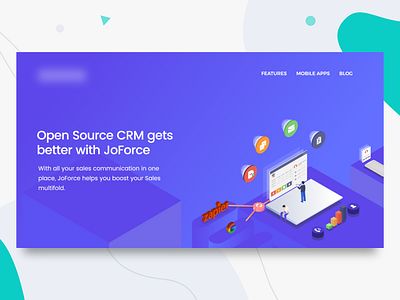 JoForce Landing Page - CRM brand concept crm illustration isometric joforce landing page open source ui user interface ux webdesign