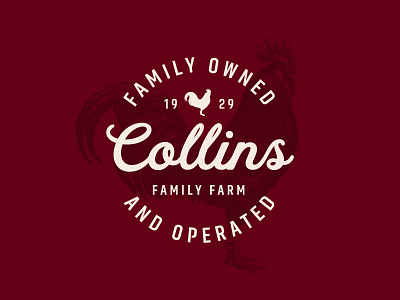 Collins Family Farm, Pt. 2 badge brand identity branding farm lockup logo rooster script thick lines type type pairing typography