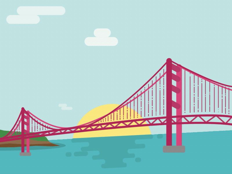 Hello Dribbble! animation bayarea bridge debut first pass lovesf ocean plane sun