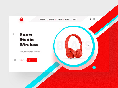 Headphones Store beats colorful cutting edge cyan easyeze ecommerce eslam elshereef headphone minimal modern product red tech ui ux web design website design