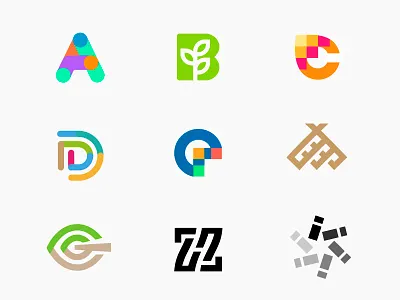 logo letter part A - I a b brand c d e f g h i monogram logo minimal