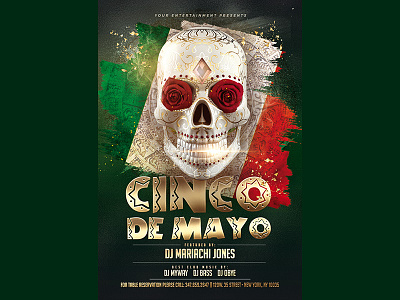Cinco De Mayo Flyer Template calavera cinco de mayo graphic green mexico party skull white