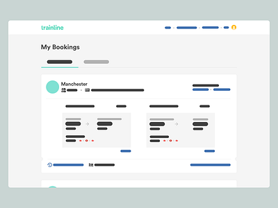 My Bookings Area - Mid-fidelity Wireframe Exploration bookings interface testing ticket train trainline travel ui usability ux web wireframe