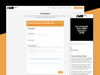 Prix Amo architect architecture award form ui ux website