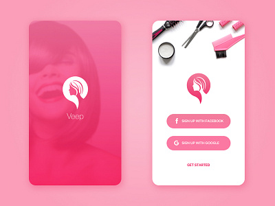 Veep - Your Personal Assistant beauty app best ui design location login pink pink ui splash ui uiux veep vishal