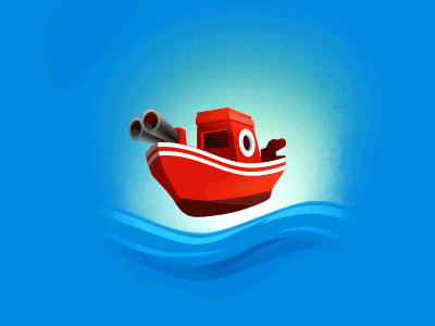 Ship 2d animation blue loop motion photoshop ship water