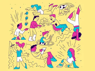 Sharing Creativity color creativity handstand illustration imagination line work pattern procreate style workplace