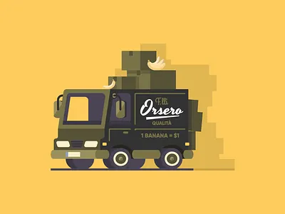 Van 🍌 badge banana branding car cute design illustration letter orsero retro yellow